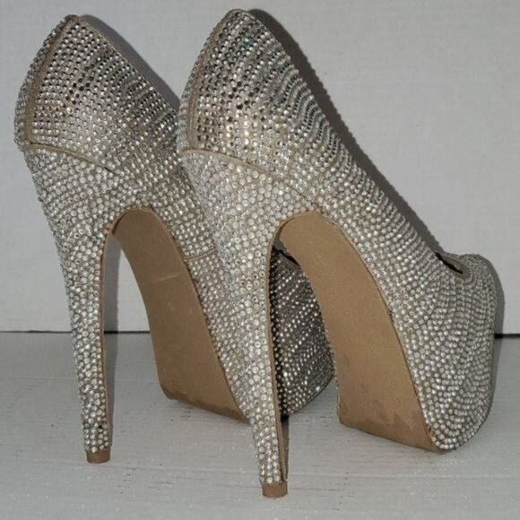 Steve Madden Platform Heels Shoes Rhinestones Stilettos Women's Woman's Size 8 - Picture 8 of 13